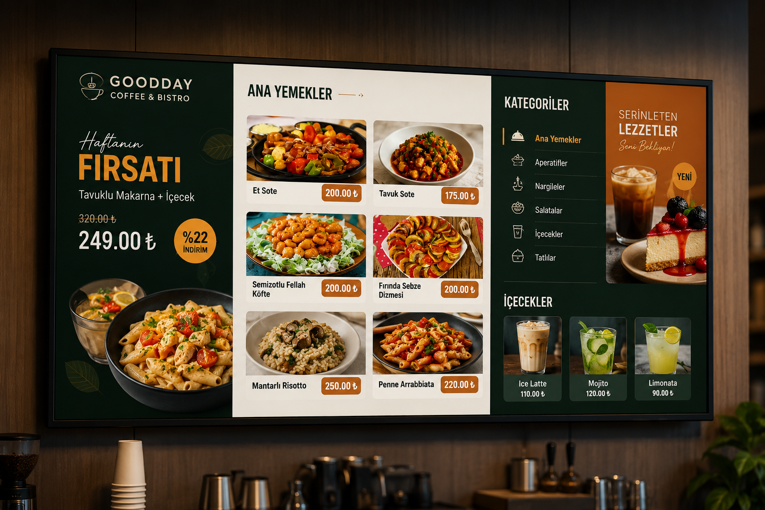 Possnow Menu Board ekranı